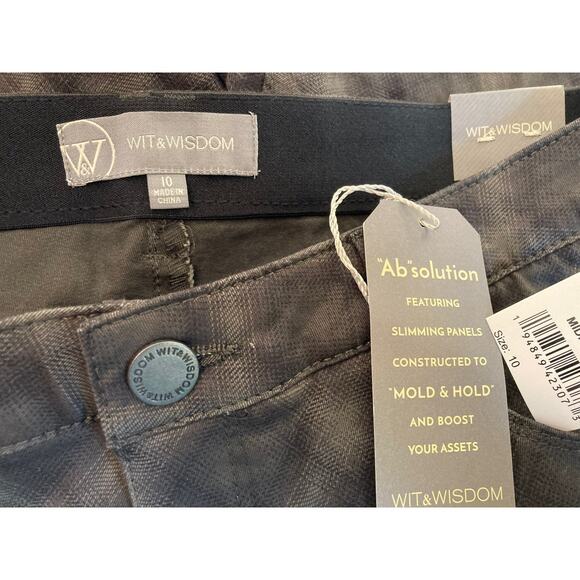 Wit & Wisdom Ab-Solution High Rise Ankle Skimmer Jeans Size 10 Olive Plaid NWT - Picture 5 of 7